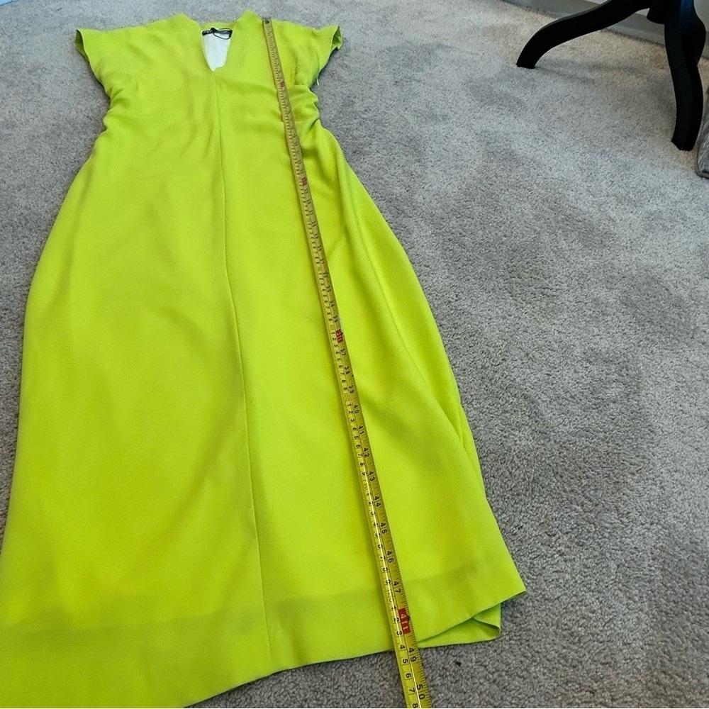 Zara Women's lime green short sleeve V-neck bodycon Cocktail Dress Sz S NWOT - Picture 9 of 14
